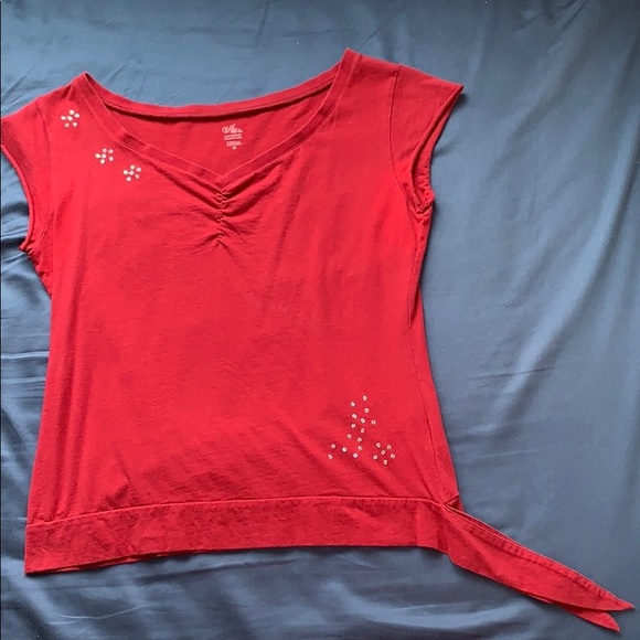 Red Organic Cotton Sequined Top - Picture 1 of 2